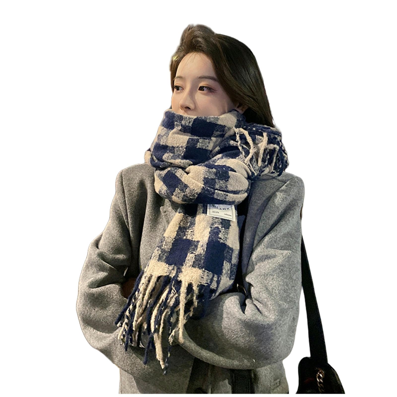 Sciarpa Donna Sciarpa A Quadri per Le Donne Inverno La Sciarpa A Collo Caldo di Fascia Alta per Uomini-i