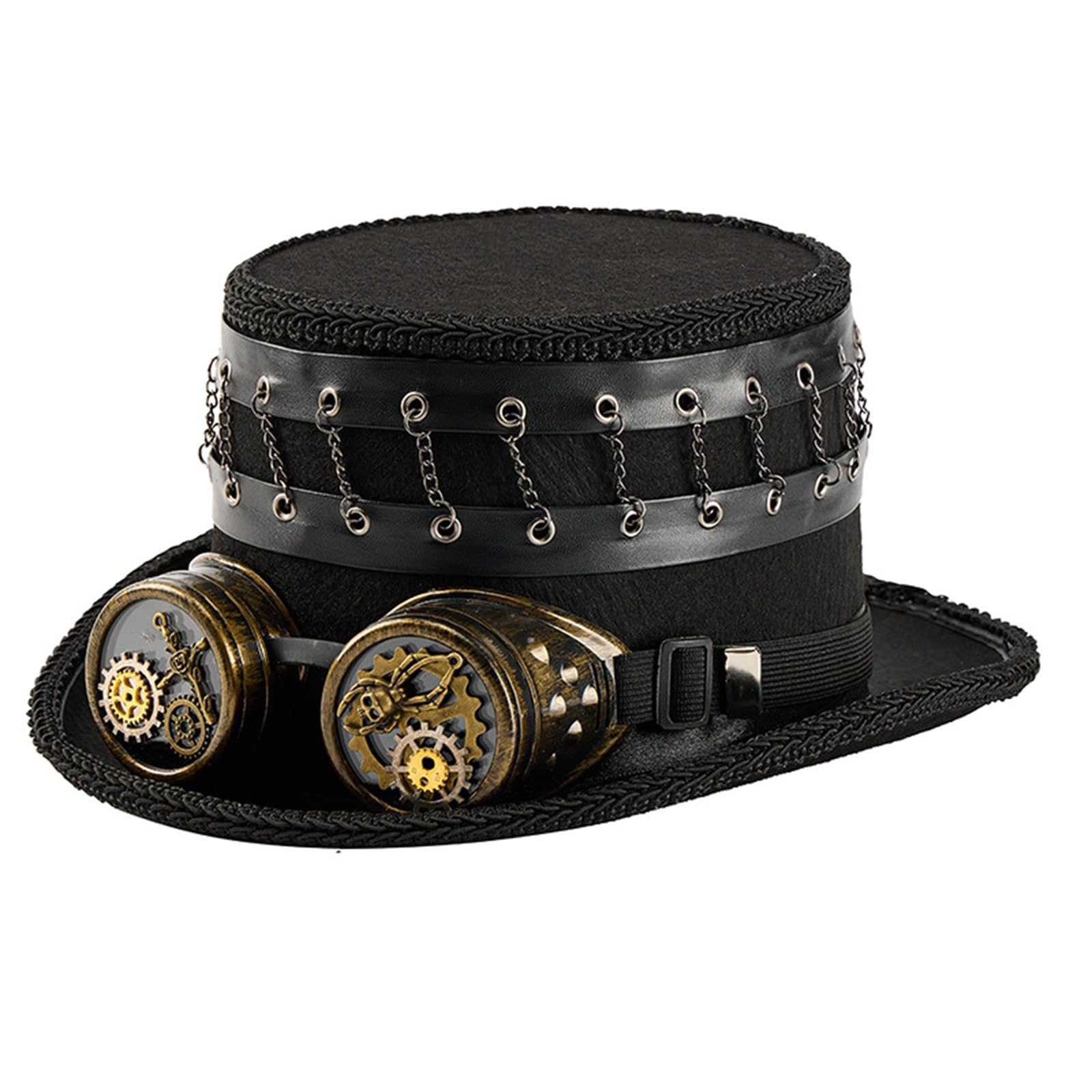 Punkowy kapelusz z regulowanymi goglami i sprzętem przemysłowym, ręcznie robiony, fantazyjny, cosplay, na Halloween, imprezy kostiumowe, regulowany steampunk, dla dorosłych