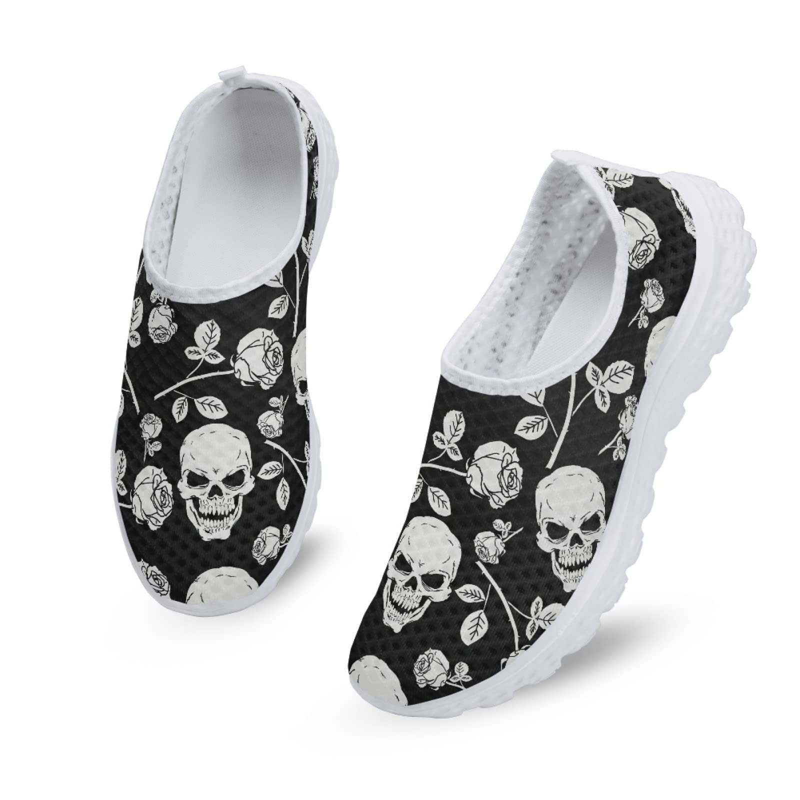 KuiaobatyWomen Running Shoes Animals,Skulls,Butterfly Trainers Comfortable Nurse Girls Slip on Shoes for Longtime Work