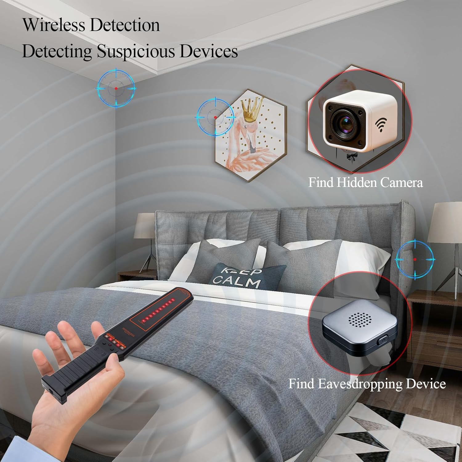 Hidden Camera Detector, RF Bug & Tracker Finder for Privacy Protection, Portable Rechargeable Device for Travel, Hotel & Home