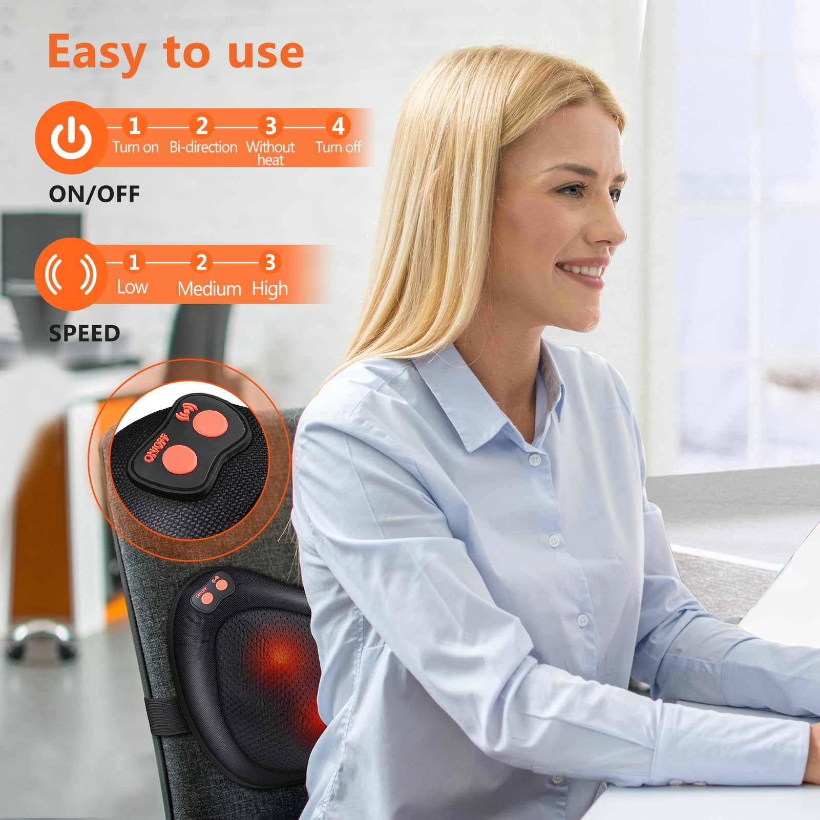 Masajeador Cervical y Cuello Shiatsu Almohada Masaje con Función de Calor e Rotación 3D Masaje de Calor para Relajación de Fatiga en Casa, Oficina