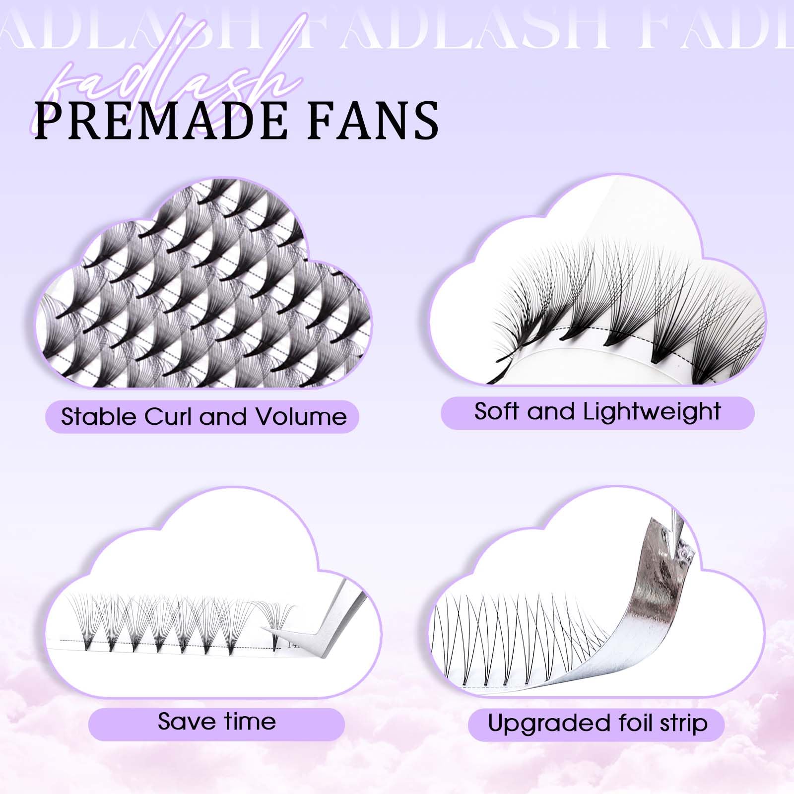 Volumen Ruso 10D 0.07mm C Curl 15mm Prefabricados Extensiones de Pestañas Volume Lashes Extension Ruso Pestañas — view 144