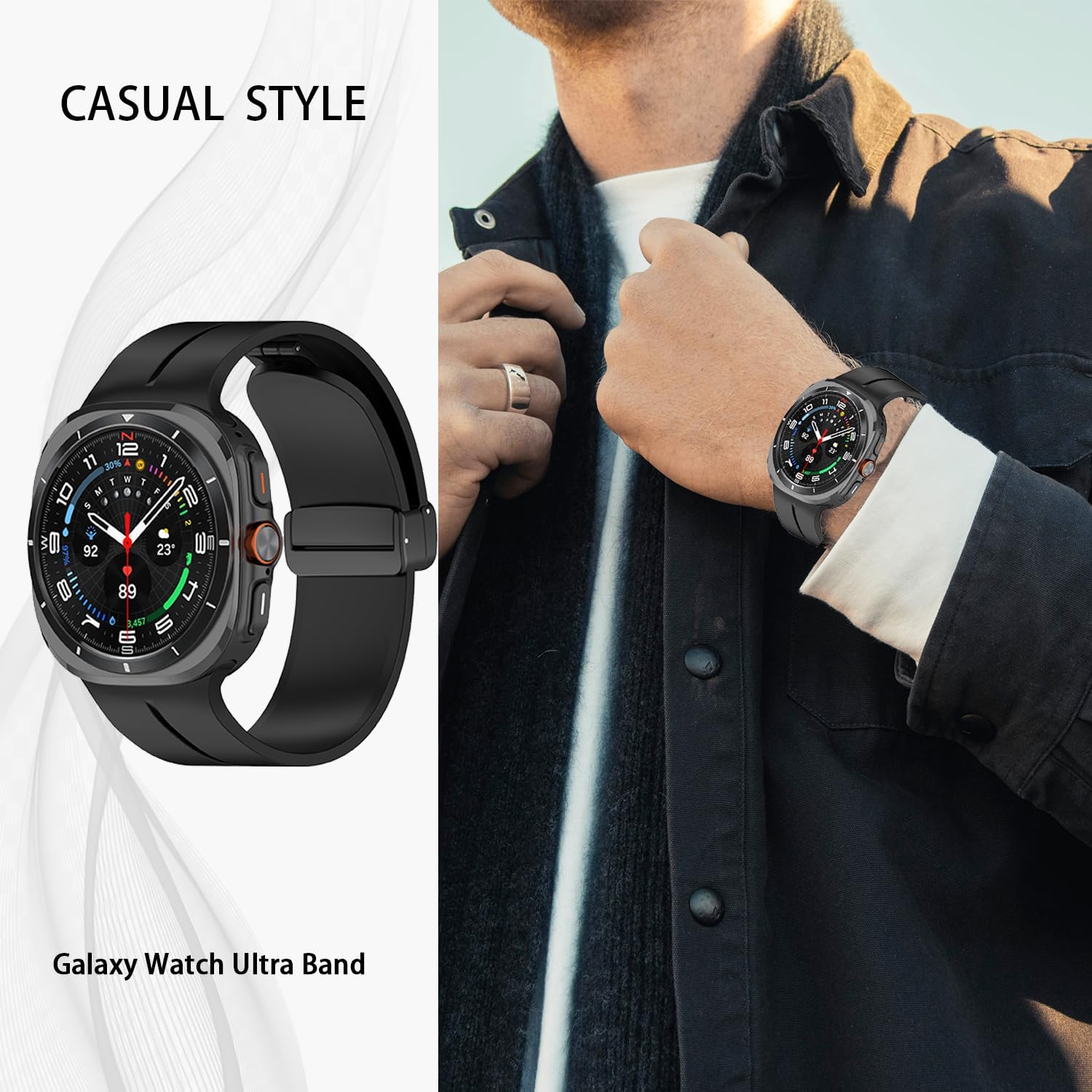 Compatible with Samsung Galaxy Watch 7 Band Ultra 47mm, Silicone Soft Sport Quick Release Magnetic Breathable Affinity Skin Strap for Men Women (Galaxy Ultra 47mm, White) - Image 5