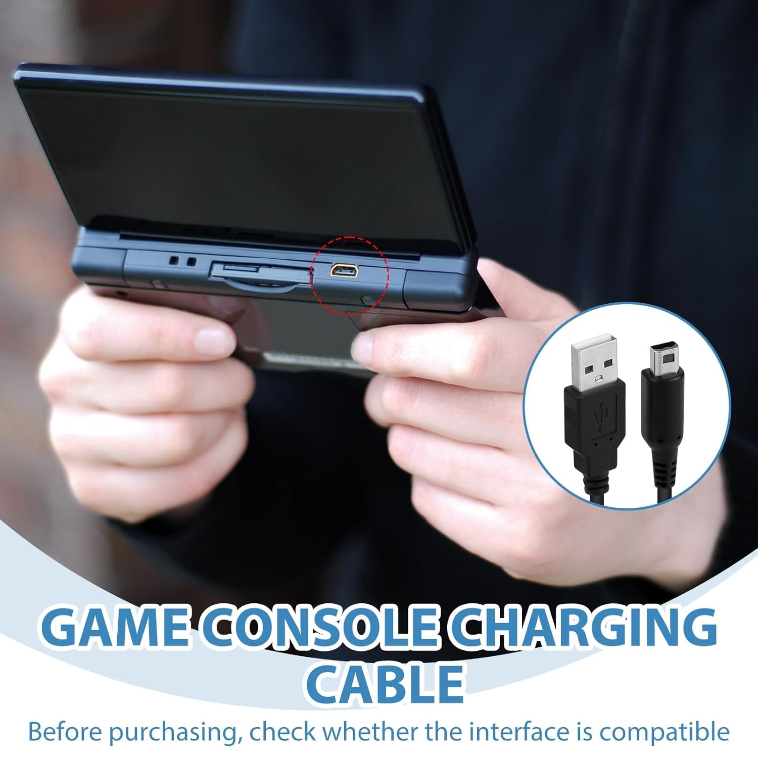USB Charger Cable Compatible with Nintendo 3DS, New 3DS, 3DS XL, 2DS, New 2DS XL, New 2DS, 2DS XL, DSi/DSi XL