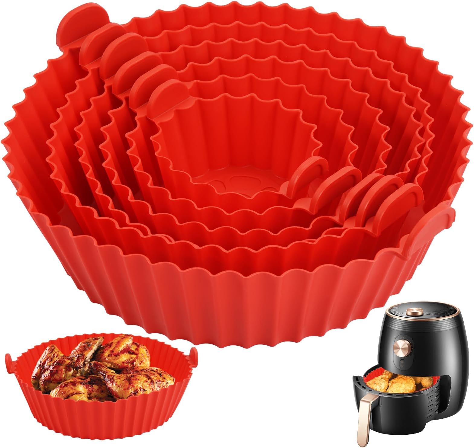 Teglie Silicone per COSORI Friggitrice ad Aria 4,7L CAF-L501, Teglie Silicone per Friggitrice ad Aria riutilizzabile per friggitrice Ninja Friggitrice ad Aria MAX, 6.2L AF180EU
