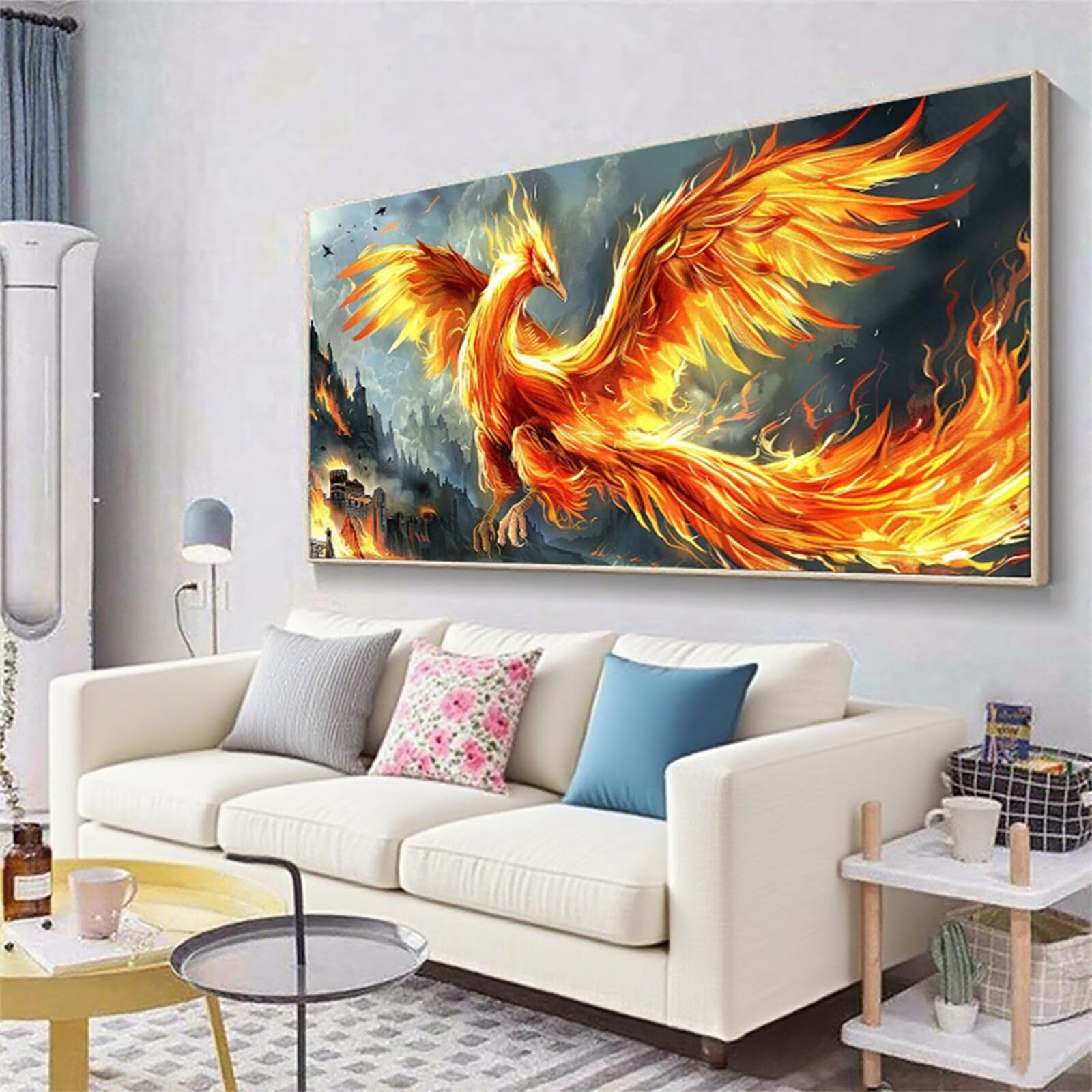 Diamentowe malowanie dla dorosłych duży rozmiar 100 x 50 cm, 5D diamentowe malowanie feniks malowanie diamentowe dziecko zamek haft diamentowy pełny zestaw akcesoriów, kreatywne hobby dla dorosłych