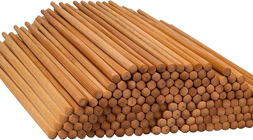 Jucoan Juego de 100 pares de palillos de bambú reutilizables, palillos de bambú naturales saludables de 9.5 pulgadas de largo, palillos de madera
