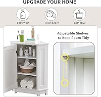 Vista 4 de Gabinete de baño blanco con gabinete de almacenamiento triangular, gabinete de almacenamiento de esquina, con estantes ajustables, estilo moderno.