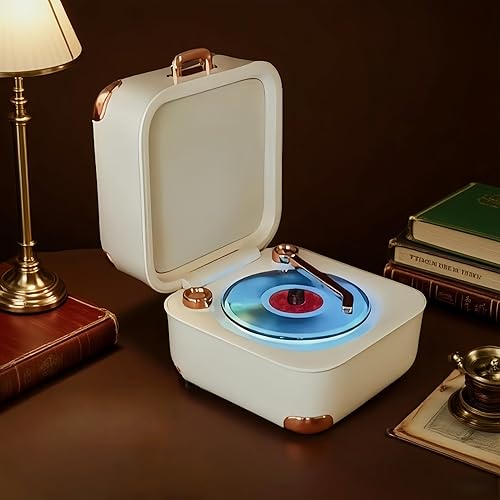 Altavoz Bluetooth retro portátil vintage decoración reproductor de discos TWS altavoces con luz RGB pequeños altavoces inalámbricos compatibles con