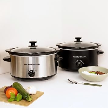 Hamilton Beach 3.5L Comfort Cook Slow Cooker, 160W Energy-Efficient Design, Removable Oven-Safe Ceramic Bowl, 3 Heat Settings, Compact for 2-4 People, Easy Clean, Silver - HBSC040S