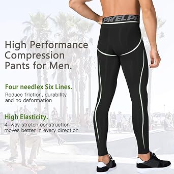 Queerier Men's Compression Pants Leggings Workout Tights Spandex Athletic Baselayer Basketball Football Pant
