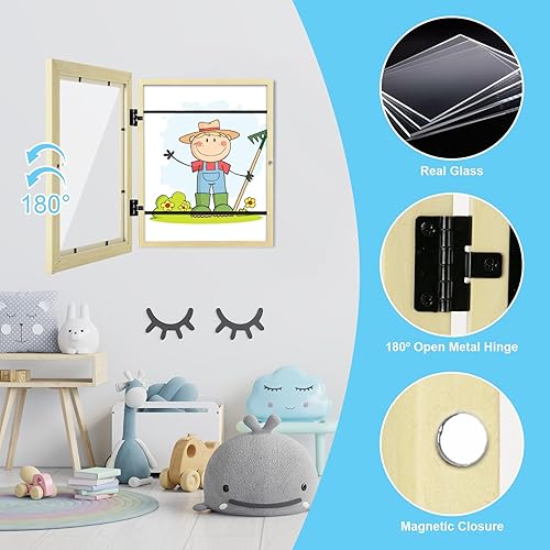 Miniatura 6 de [Paquete de 2] Marcos de arte para niños, marcos de arte para niños, de 8.5 x 11 pulgadas, con apertura frontal, intercambiables, marco de Crema