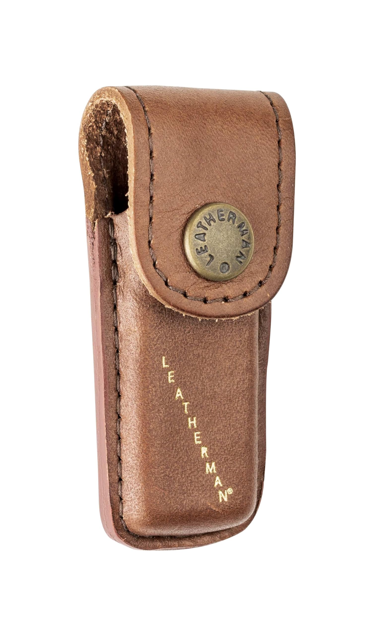 LEATHERMANHeritage Holster in Braun – Größe XS – Für das Modell Micra – Aus Leder, mit Druckknopf-Verschluss und Leatherman-Schriftzug
