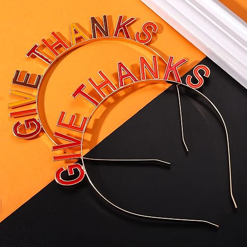 Miniatura 4 de Diademas de otoño de Acción de Gracias para mujer con la letra esmaltada "GVIE THANKS" "HAPPY FALL", accesorios para el cabello para fiesta de
