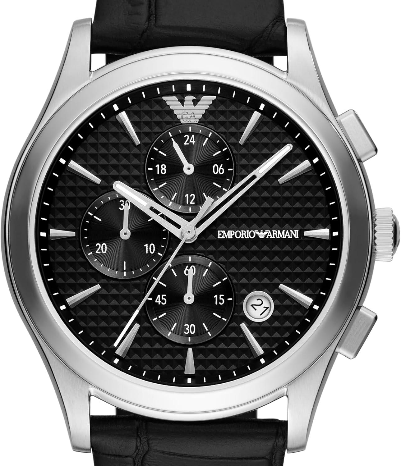 Emporio Armani Men's Stainless Steel Chronograph Dress Watch with Steel or Leather Band