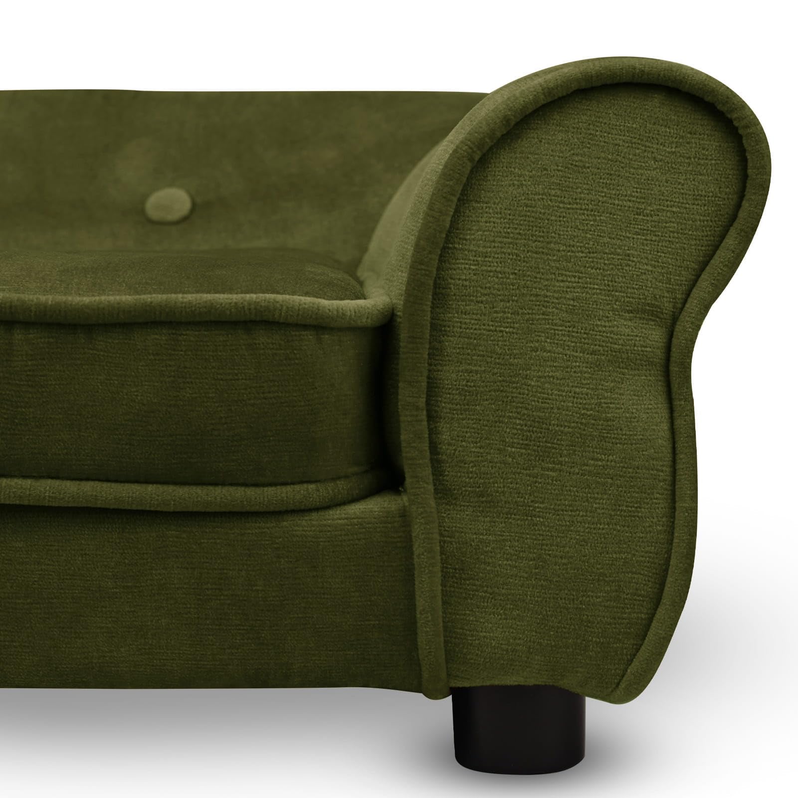 MG Design Sofá para Mascotas en Verde Oliva – Estructura de Madera Estable, Acolchado Suave, fácil de Limpiar, sin Montaje, para Perros y Gatos, Listo para Usar