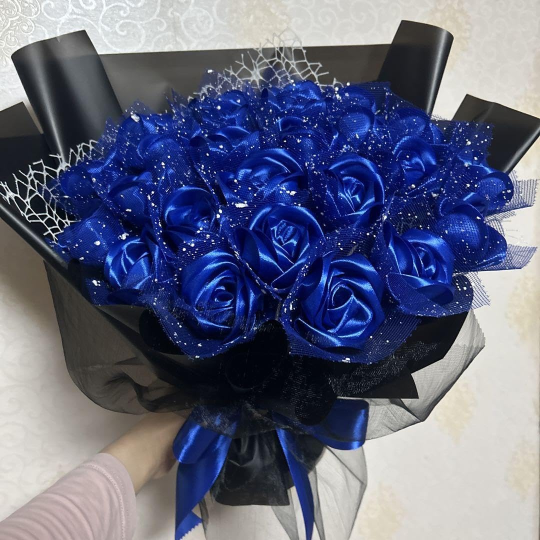 Amazon.co.jp: 25本ブルーバラブーケ プレゼント お祝い 枯れない花  