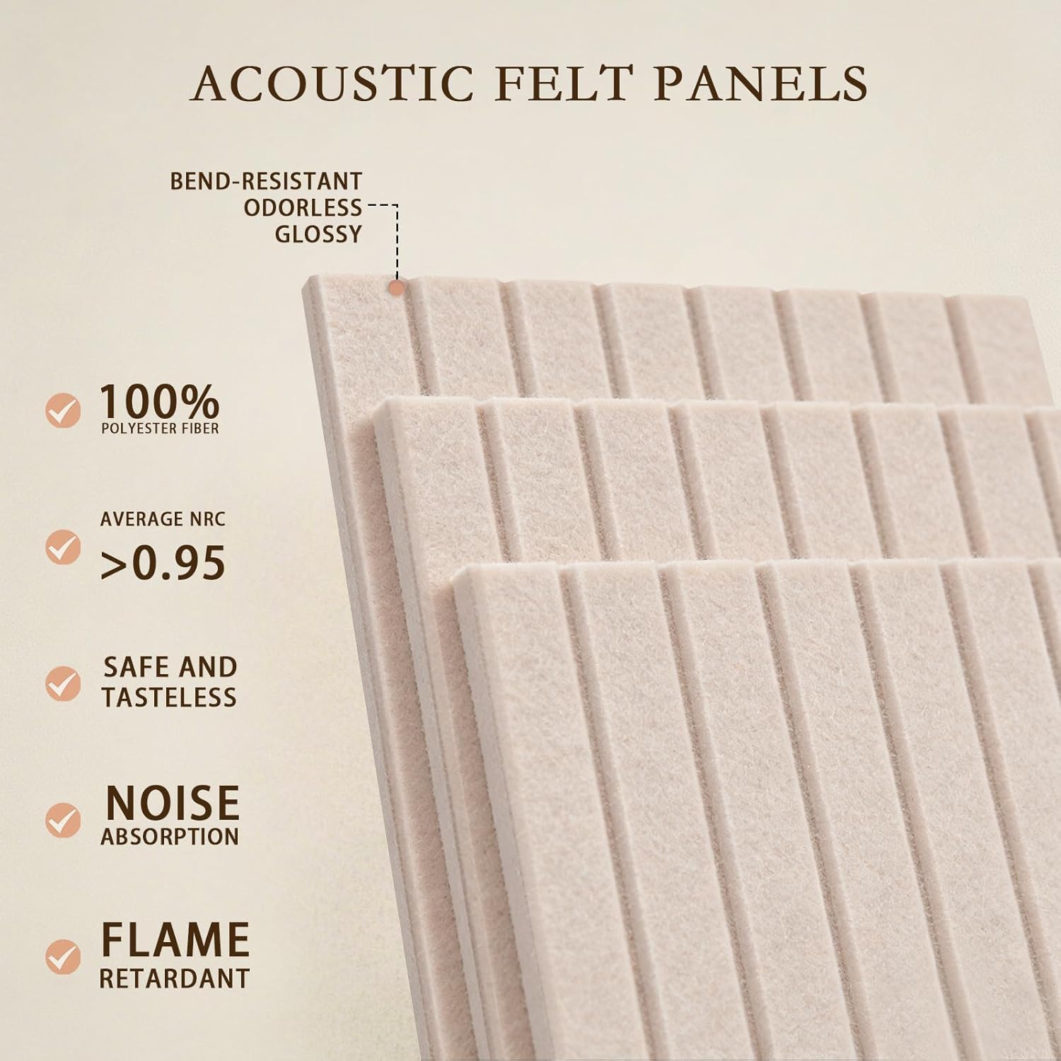 JBER Large Felt Bulletin Board 48"x36" - 12 Pack Felt Wall Tiles, Cork Board Alternative to Use in Office & Home Decor, Classroom Decor, Vision Board to Display Your Photos(Light Camel)