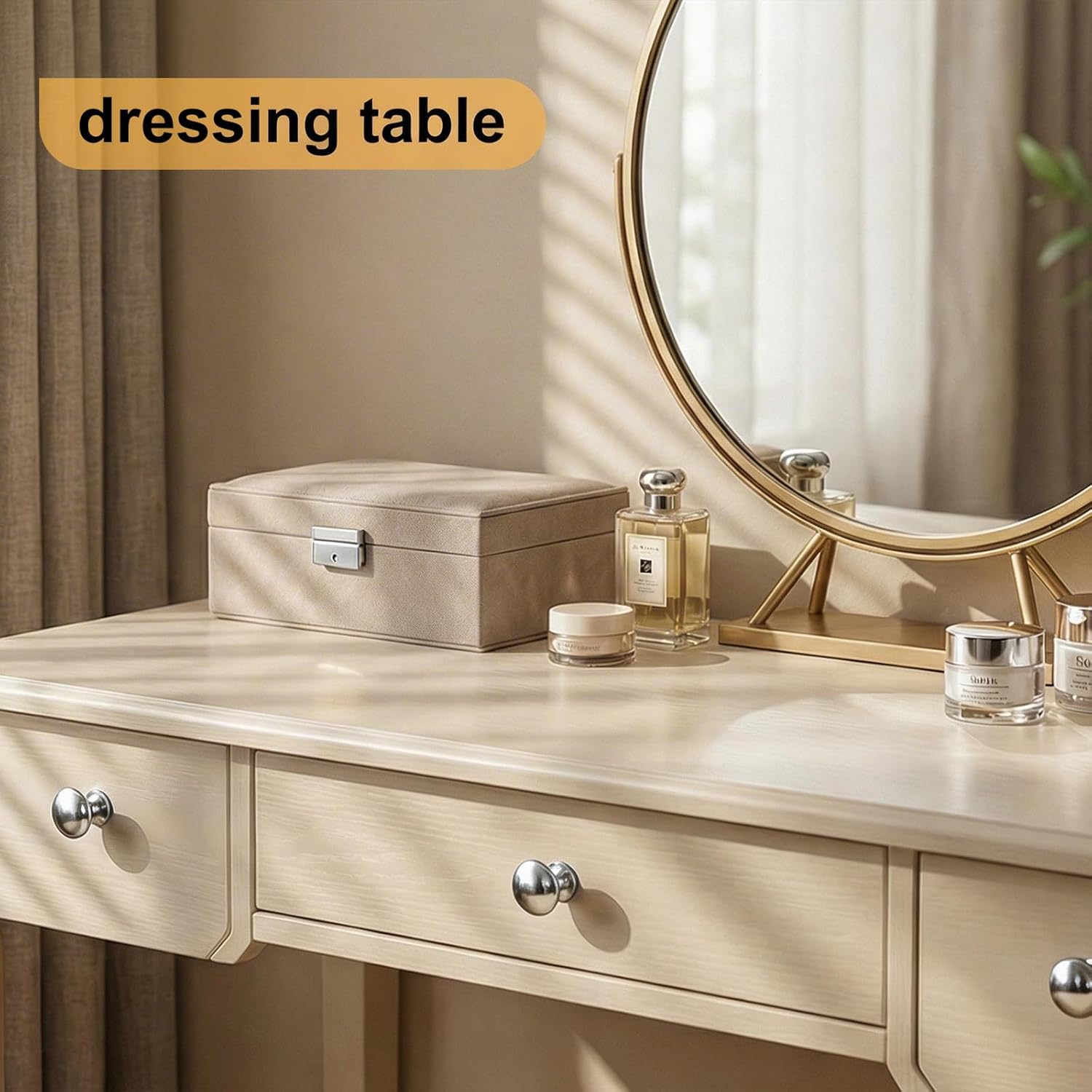 3 Pack Brushed Nickel Cabinet Knobs, Solid Zinc Alloy Round Drawer Knobs, Rustproof Kitchen Cabinet Hardware with 2 Sizes Screws for Dresser, Bathroom, Wardrobe, Closet（Silvery）