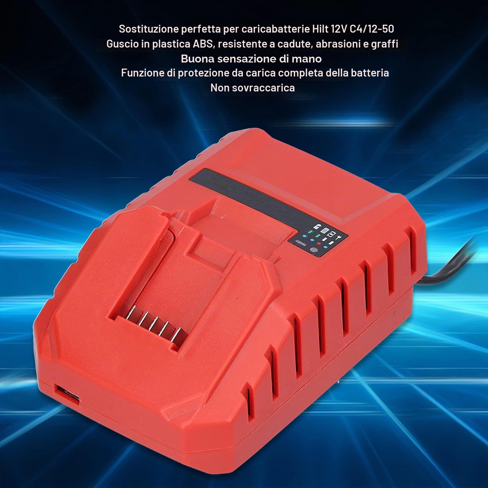 Caricabatterie, Accessori per Utensili Elettrici di Ricambio per Caricabatterie Portatili per 12V C4/12‑50 100‑240V (Spina UE)