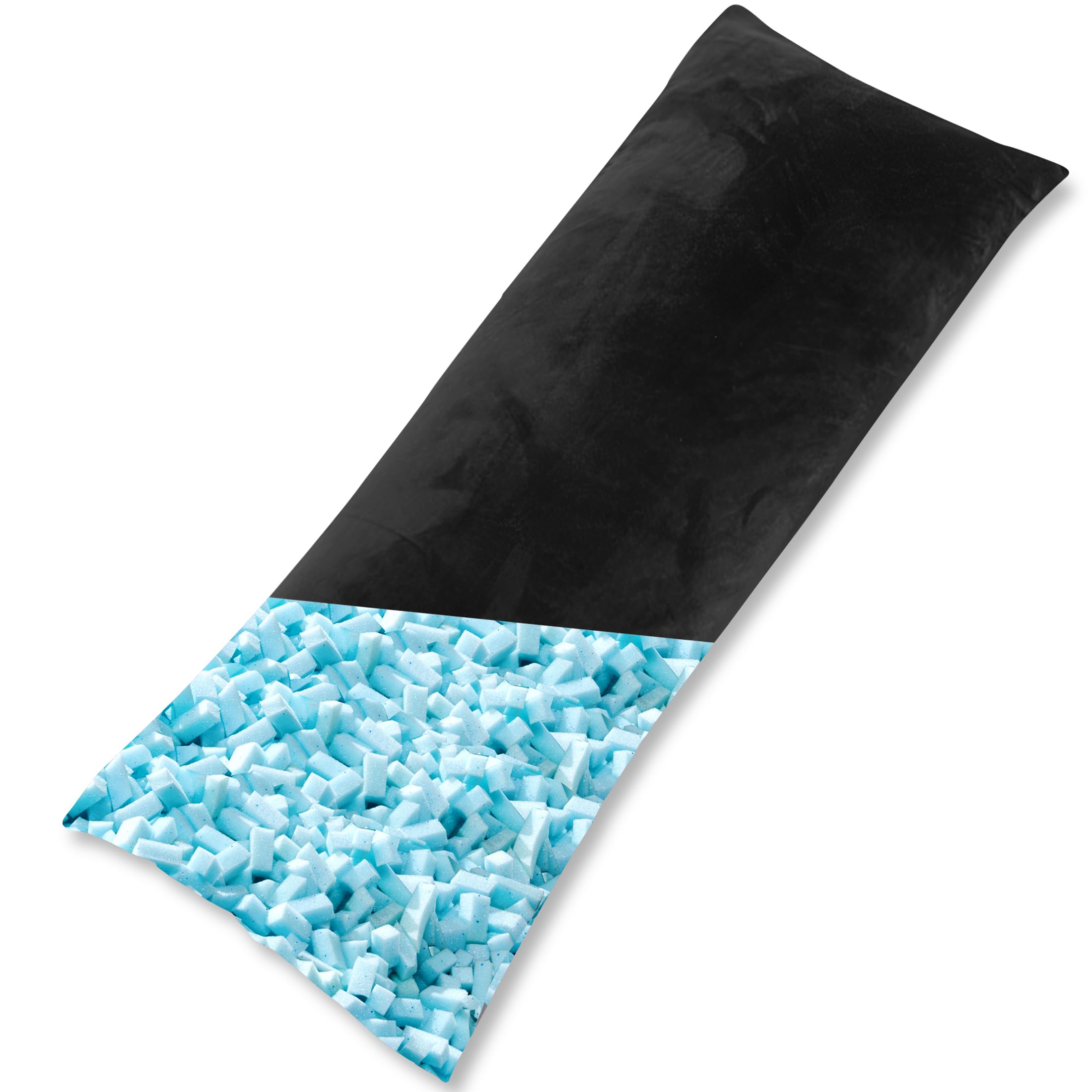 AS AWESLING Body Pillow for Adults, Full BodyPilllow for sleeping, Long Round Cervical Pillow, Bolster Pillow, Side Sleeper BodyPillow with Cover (BLACK-MEMORY FOAM, 152 x 50 CM)
