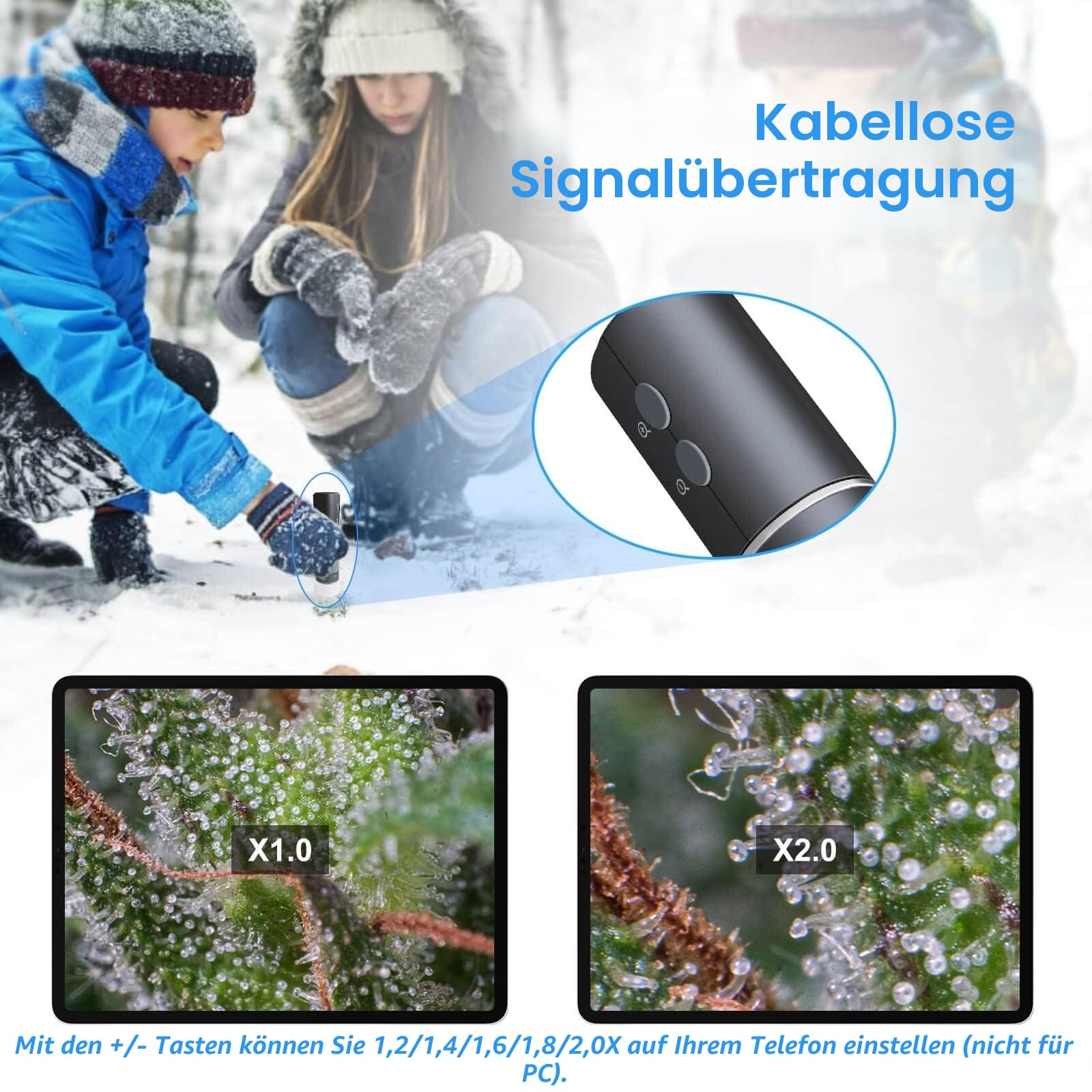 4K WiFi Mikroskop 50-1000X USB Digital Wireless Super HD Endoskopkamera für iPhone Android iPad Tablet Windows Mac