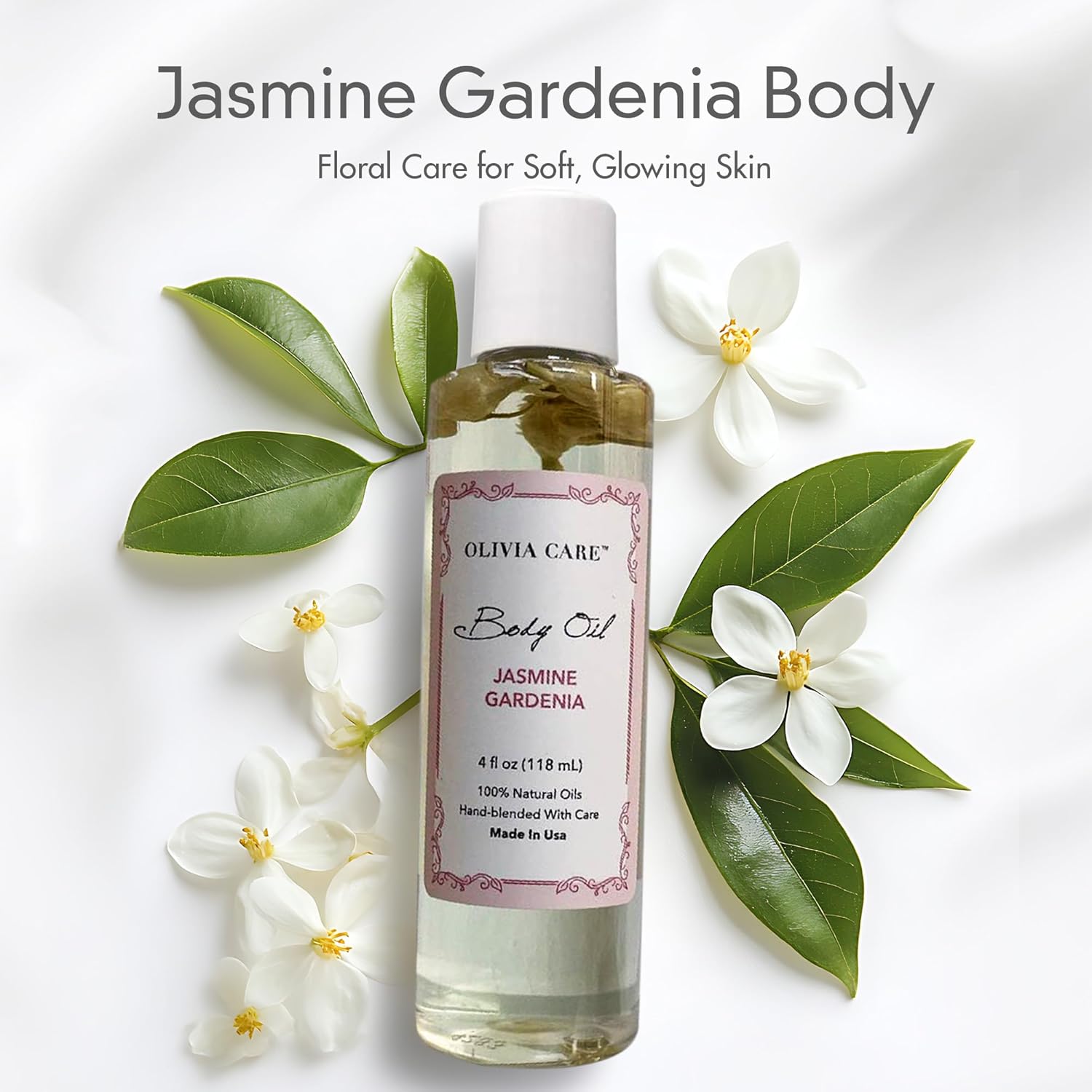 Olivia Care Jasmine Gardenia Body Oil Vegan & Natural Oil For Women | Hydrating & Moisturizing After Bath Oil - with VITAMIN E, K & Omega Fatty Acids Reduce Dry Skin - 4 OZ - Image 3