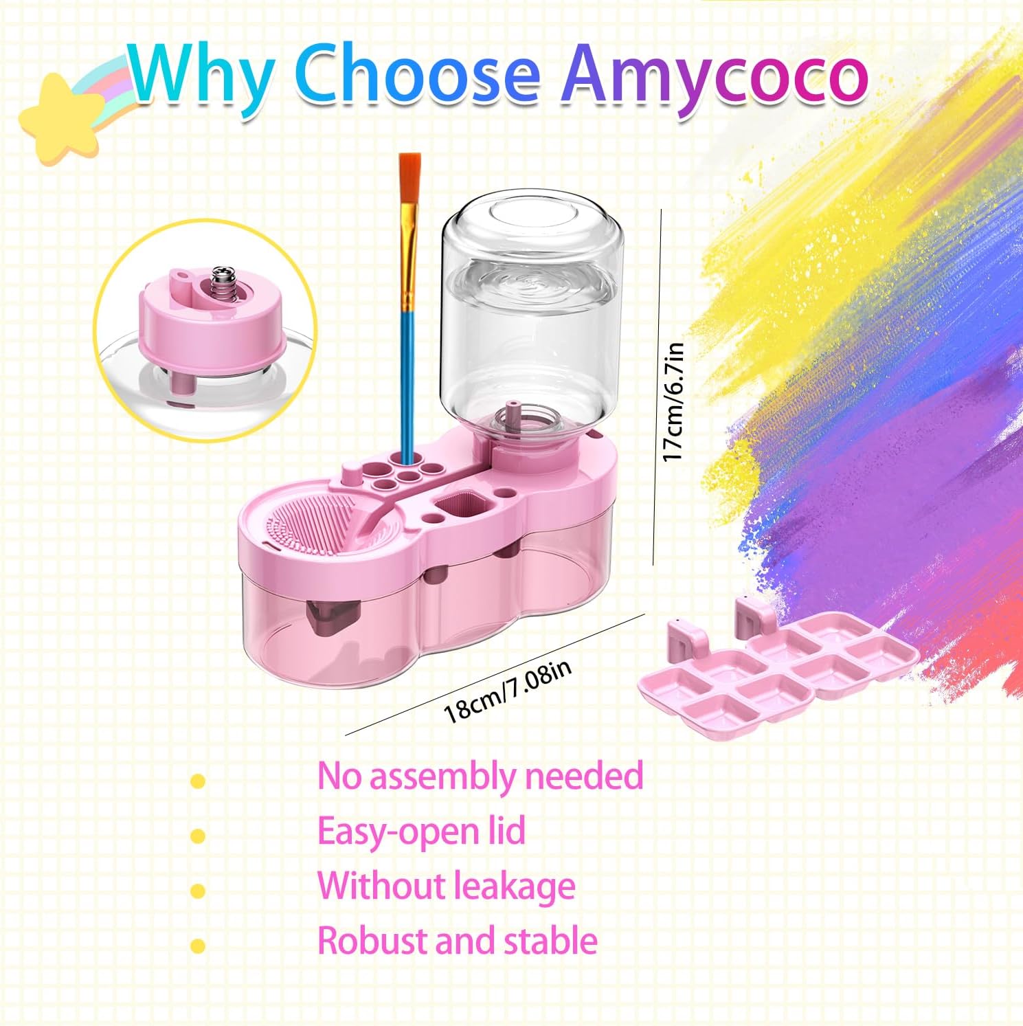 Paint Brush Cleaner Tool with 10 PCS Paint Brushes, Water Cycle Paint Brush Rinser with Holder and Palette, Flush My Brushes, Painting Art Supplies for Artist Beginner Kid