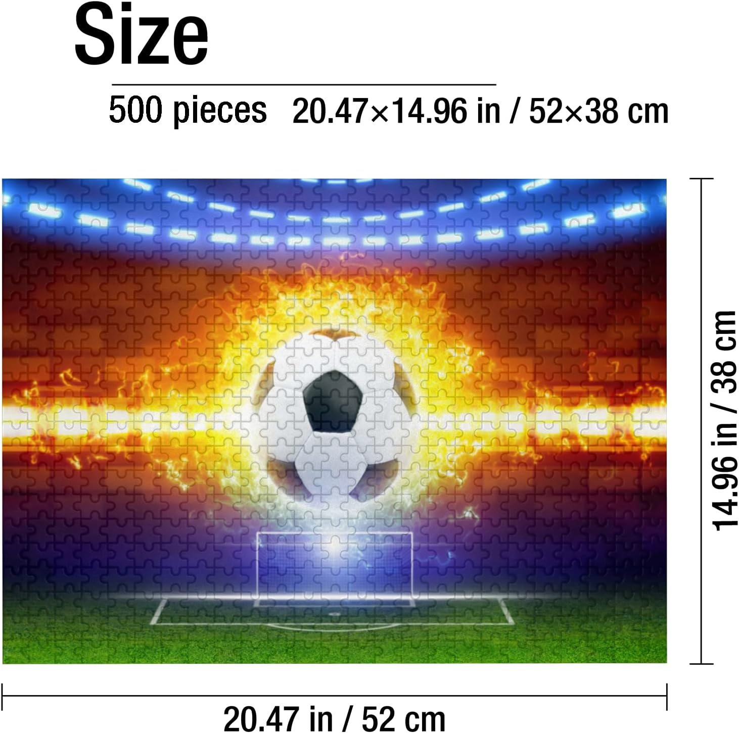 Large Jigsaw Puzzle 500 Piece Burning Soccer Ball Puzzle Toy DIY with Educational Intellectual Fun Family Game Puzzle Art for Adult