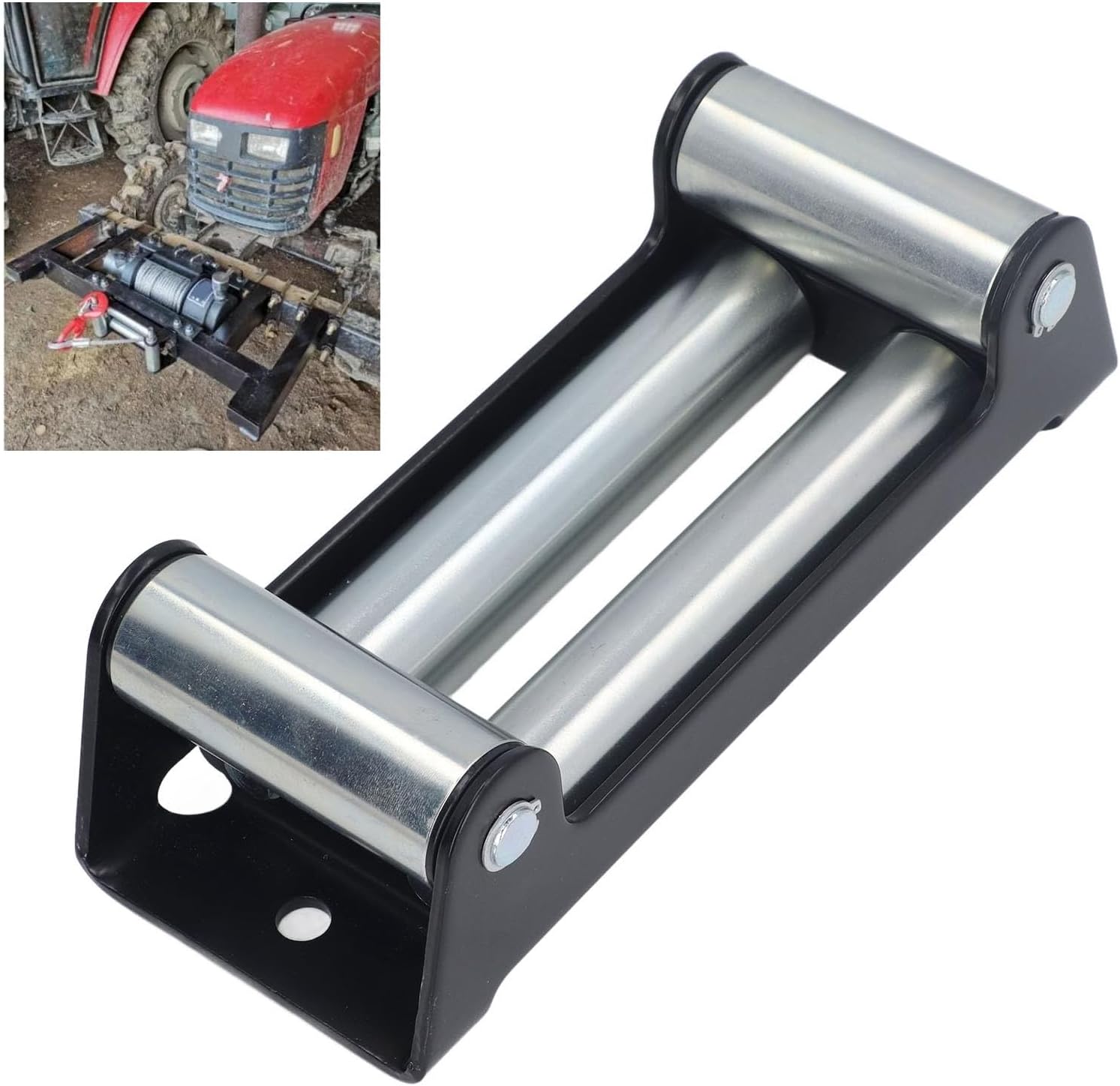 12000LB Steel and Iron Winch Roller Fairlead, 4 Rollers Cable Guide, High Strength and Erosion Proof, for Wire and Synthetic Ropes, Easy Installation, Good Stability in Harsh Envi
