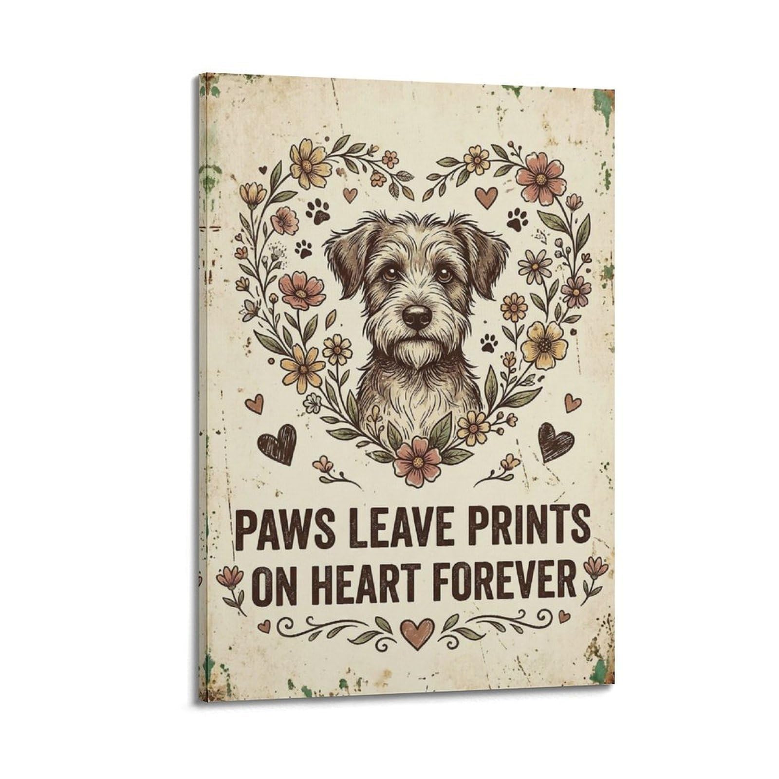 OKAHYS Pet Pawprint Quote Botanical Classic Poster Forever Modern Decorative Canvas Prints - Ideal Wall Art for Family, Man Cave, Game Room, Boys & Girls Bedroom 20x30inch