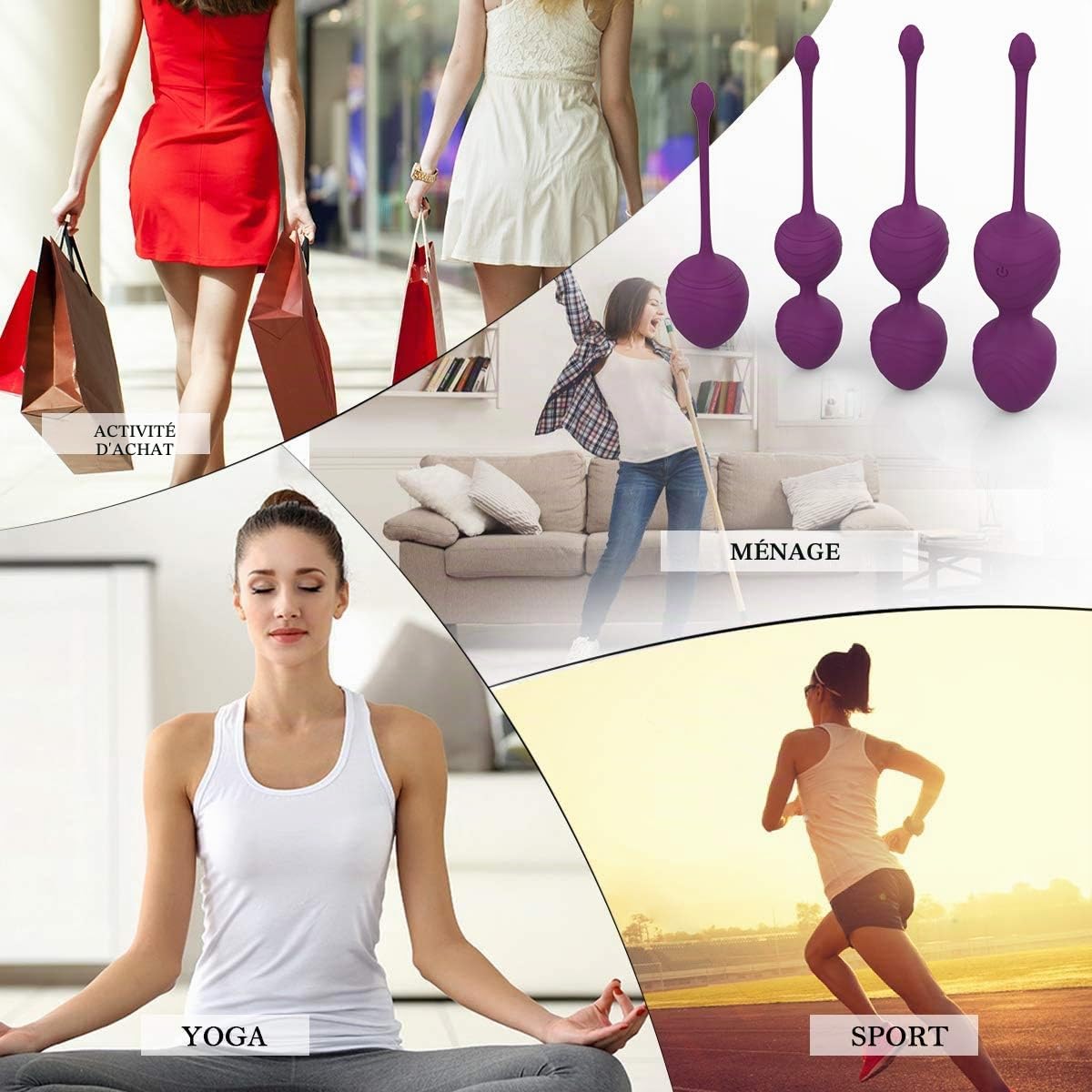 Kegel Balls Kit ，Boules de Geisha avec 3 Kegel Balls Appareil Kit D'Entraînement Pour Renforcer & Tonifier Les Muscles Pelviens