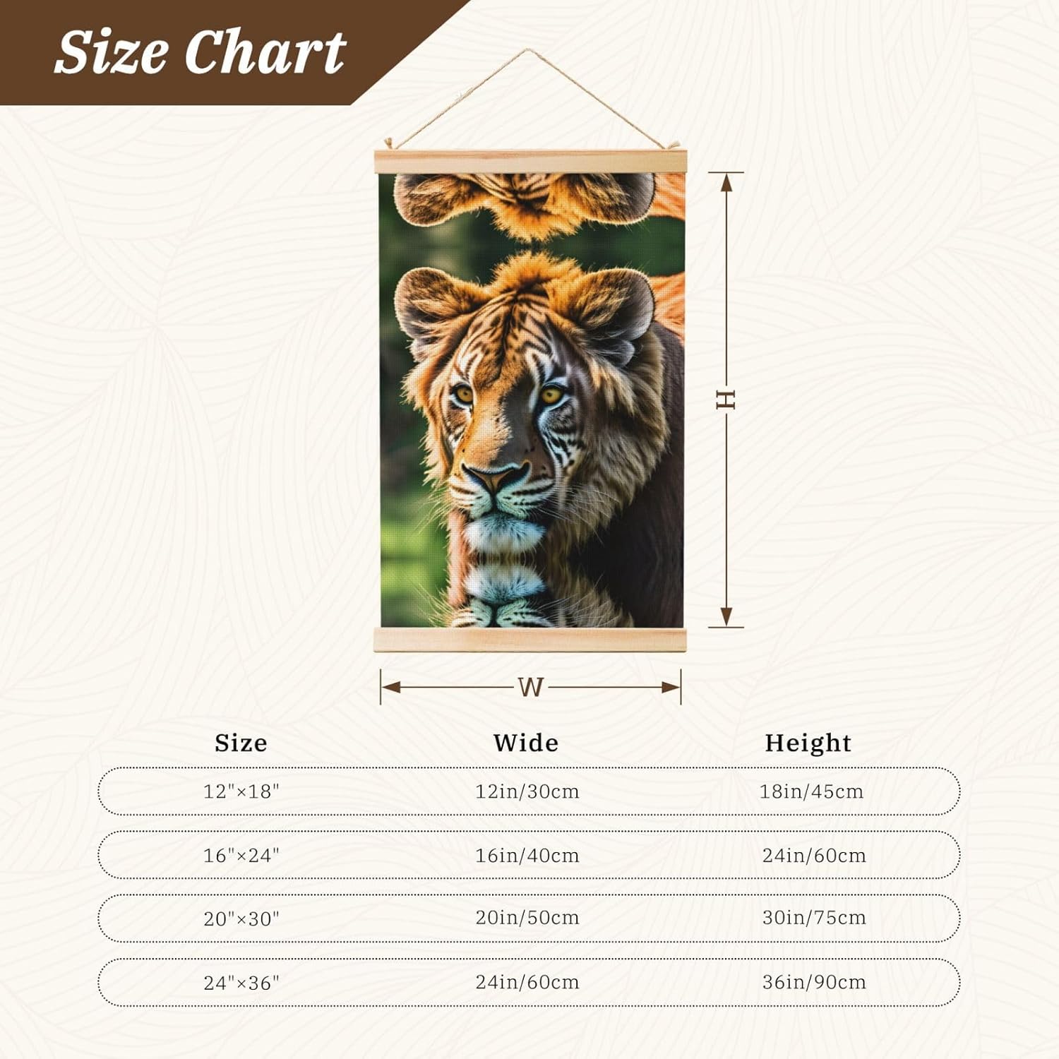 African Animals Print Poster Hanger,Hanging Poster, Poster Frame,Wood Poster Hanger, For Wall Hanging