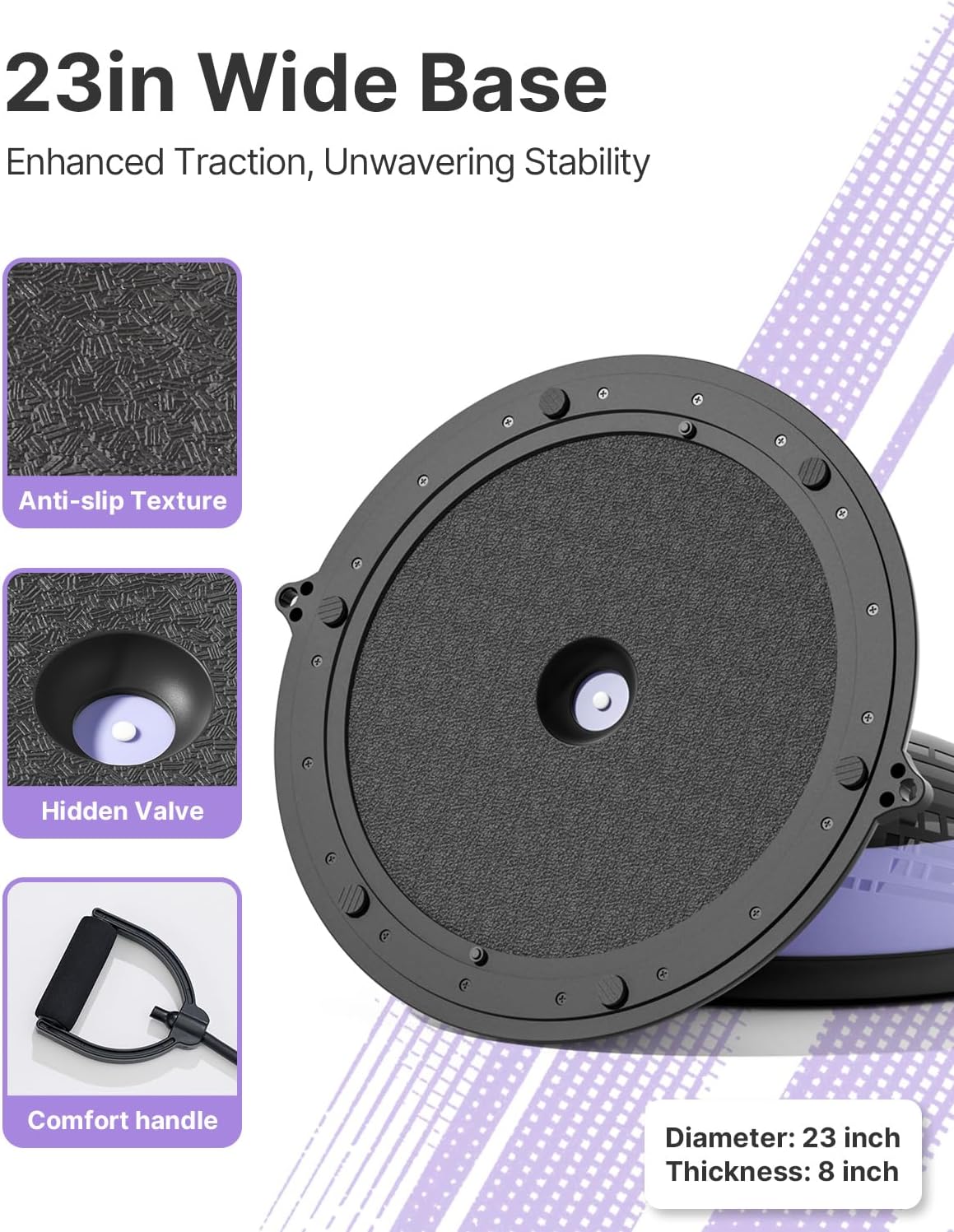 YOTTOY Balance Ball Trainer,Durable Half Yoga Ball for Home Gym Workouts, Anti-Slip Surface Exercise Ball for Enhanced Stability Training with Pump