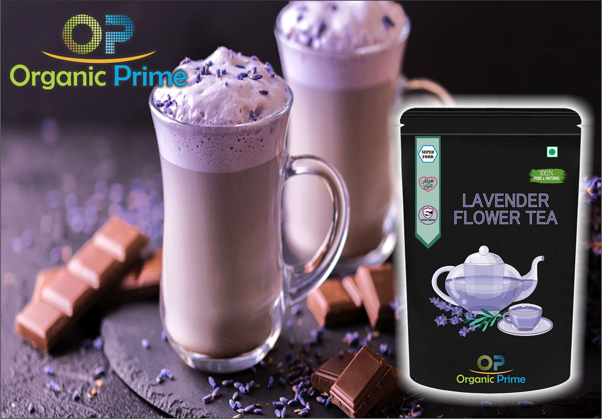 Organic Prime Lavender Green Tea with Pure and Natural Lavender Petals - 100 GM by Organic Prime 1