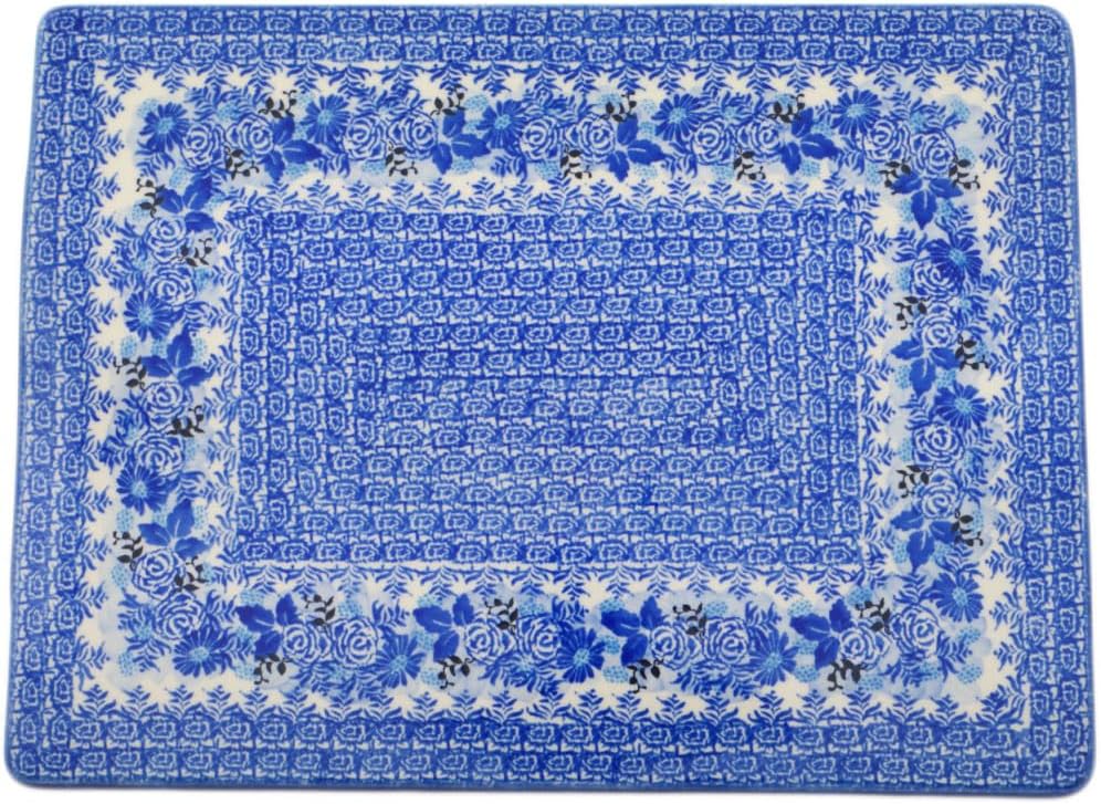 Polmedia Polish Pottery Cookie Sheet UNIKAT - Frosted Bouquet Pattern Handmade in Boleslawiec Poland by Ceramika Artystyczna + Certificate of Authenticity