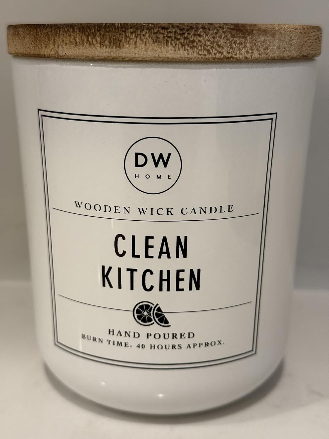Wooden Wick Candle, Clean Kitchen Scent, 40 Hour Burn Time, Hand Poured in USA | DW Home