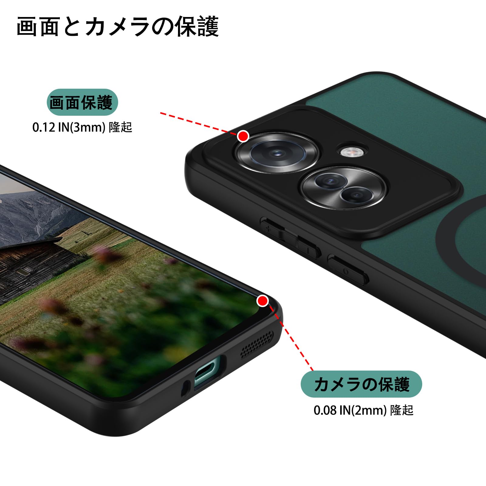 Amazon.co.jp: VENINGO OPPO Reno11 A ケース マグネット搭載 軍MIL