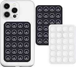 PKYAA 2 Pack Silicone Suction Phone Case Adhesive Mount, Strong Grip Holder for Selfies and Videos, Hands-Free Sticky Phone Grip for iPhone and Android, 2.17" x 3.15" (Black&Translucent)