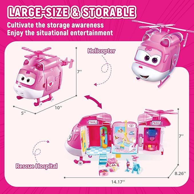 Super Wings Kit Toys, Helicóptero de Rescate Dizzy 2 en 1 miniatura 2