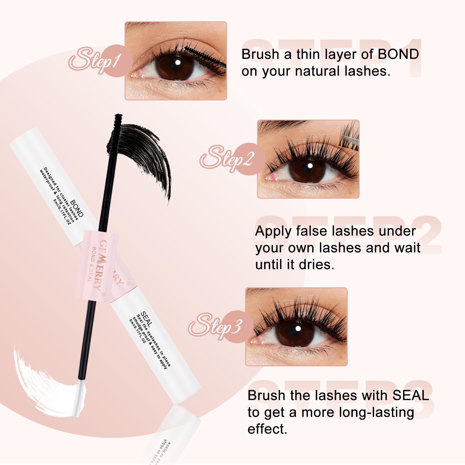 2 unidades de pegamento para pestañas GEMERRY 10 ml, Lash Bond and Seal, extensiones de pestañas, pegamento para extensiones de pestañas, pegamento de 7 días de retención y sellos — view 7