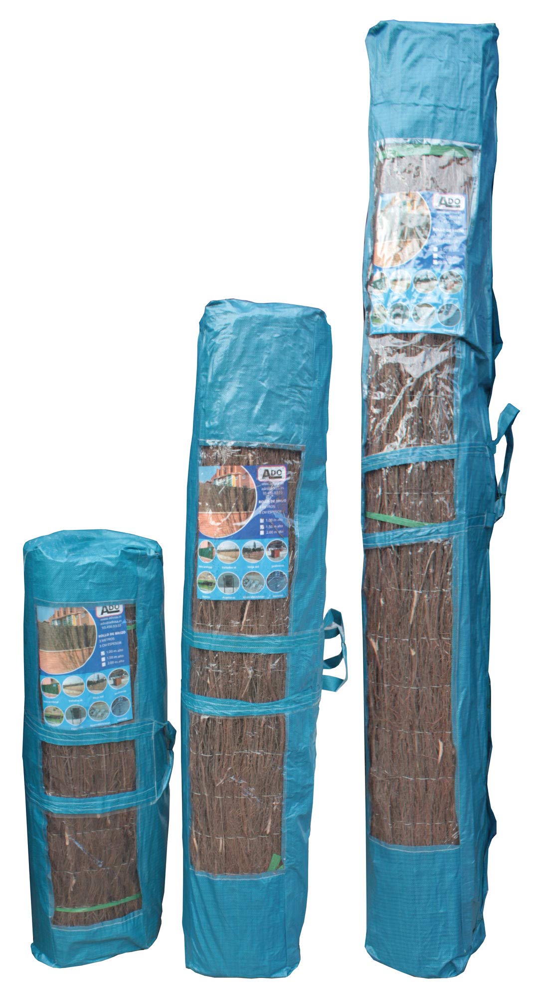 ADO - Rollo Brezo Ecológico Oscuro | Ocultación Total Jardín y Balcón | Duradero y Resistente | 1m Altura x 3m Longitud, 2800 g/m2. (3- Rollos)