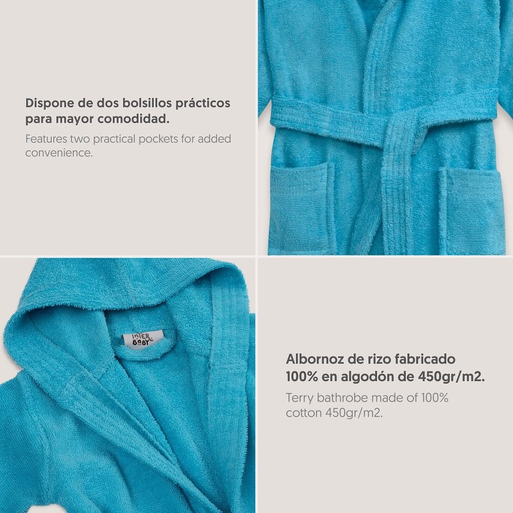 Interbaby Albornoz Liso Unisex Albornoz infantil Bebé-Niños