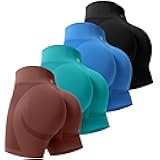 Women's Gym Shorts 3/4 Pack Seamless Scrunch Butt Lifting Workout Shorts Tummy Control Ruched Booty Smile Yoga Short