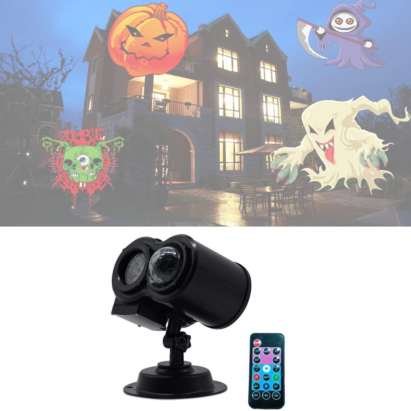 Lumières de projecteur d'halloween, lumière de projecteur de Noël Vague extérieure imperméable avec minuterie à Distance pour la décoration intérieure de fête d'anniversaire de Noël d'halloween