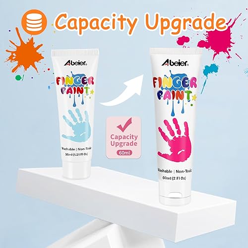 Miniatura 14 de ABEIER Kit de pintura de dedos lavable para niños pequeños, 12 colores con herramientas de pintura, segura, no tóxica, pintura segura para bebés