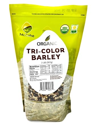 McCabe Organic Tri-Color Barley - Tri-Color Barley Organic | Rich with Fiber & Minerals | USDA and CCOF Certified | Product of USA | 2Lbs