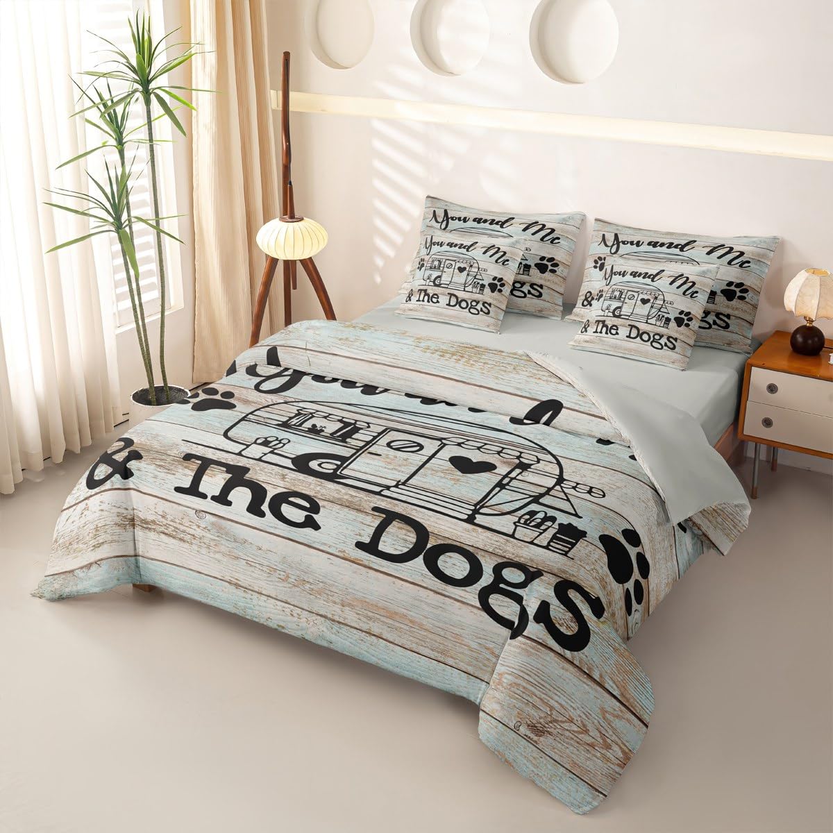 Loussiesd Juego completo de ropa de cama de 7 piezas con funda de edredón, sábanas, fundas de almohada, fundas de cojín, decoración de dormitorio, colcha transpirable para todas las estaciones