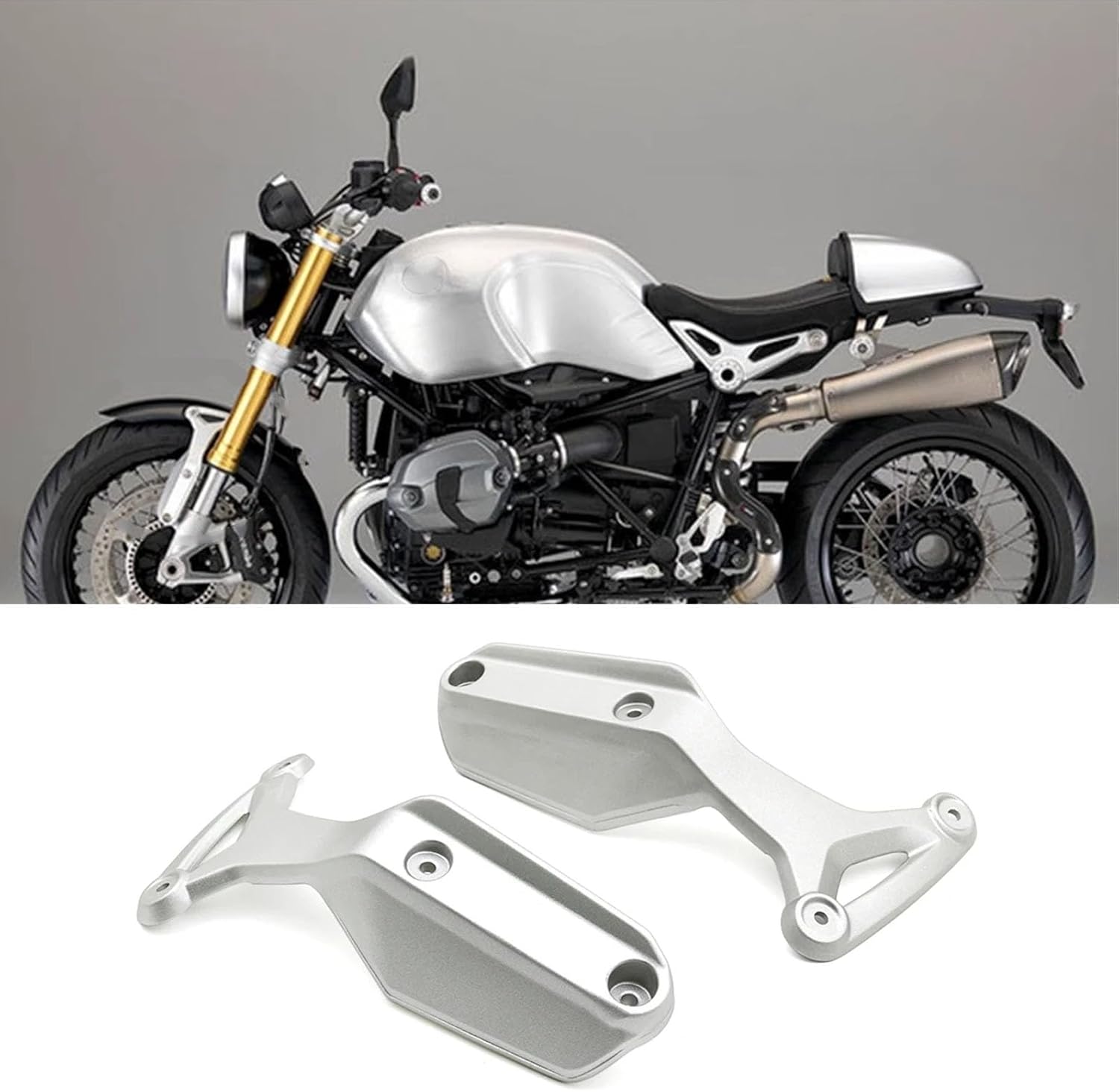 for R NineT R9T R Nine T 2014-2024 2025 Motorcycle Accessories Aluminum Side Fender Mud Guard Hugger Bracket Legs Fairing Cowl (Silver)