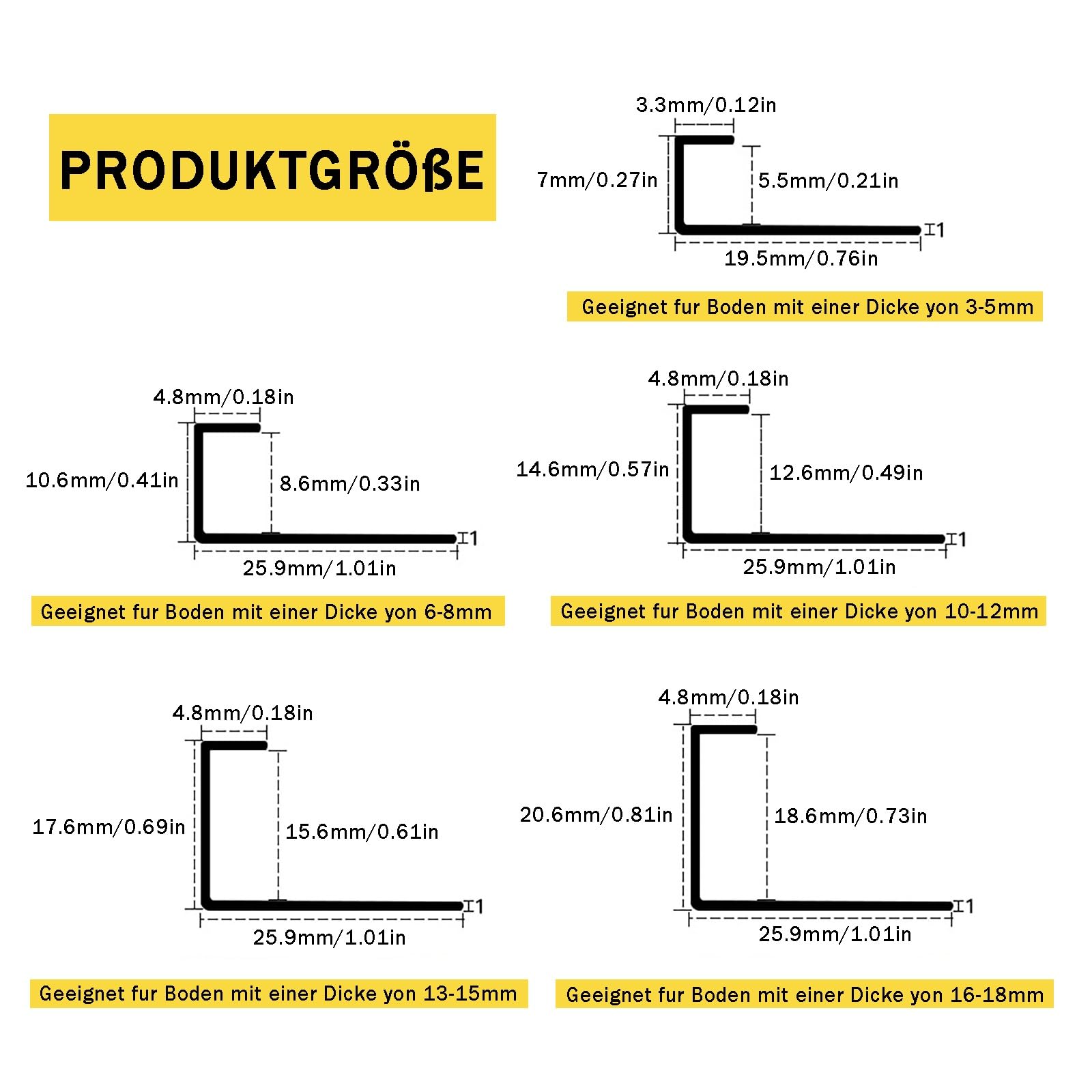 Perfil De Borde De Escalera De Aluminio Anodizado En Forma De C - Moldura Flexible De 135cm (juego De 2) - Ideal Para Diseño Interior, Renovación De Viviendas Y Protección De Bordes(Weiß,Hoch: